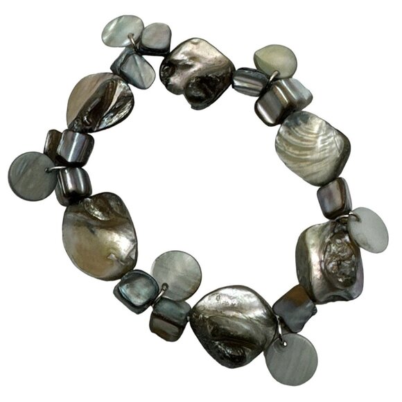 Coastal Chic Shell Stretch Bracelet Mother of Pearl Abalone Beachy Sea Siren - Picture 4 of 4